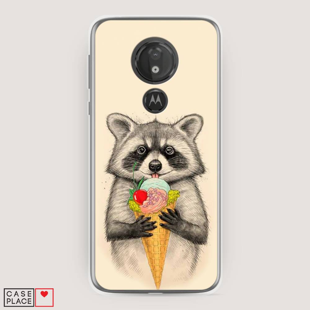 

Чехол Awog на Motorola Moto G7 Power / Моторола Мото G7 Power "Енот с мороженым", Разноцветный, 241350-10
