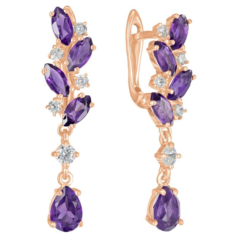

Серьги из серебра с аметистом LAZURIT-ONLINE 8419RG, 8419RG