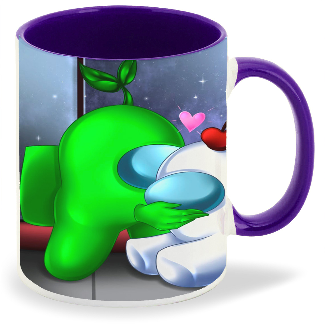 

Кружка фиолетовая CoolPodarok Игры.Амонг Ас.Games.Among us.(яблоко сердечко)