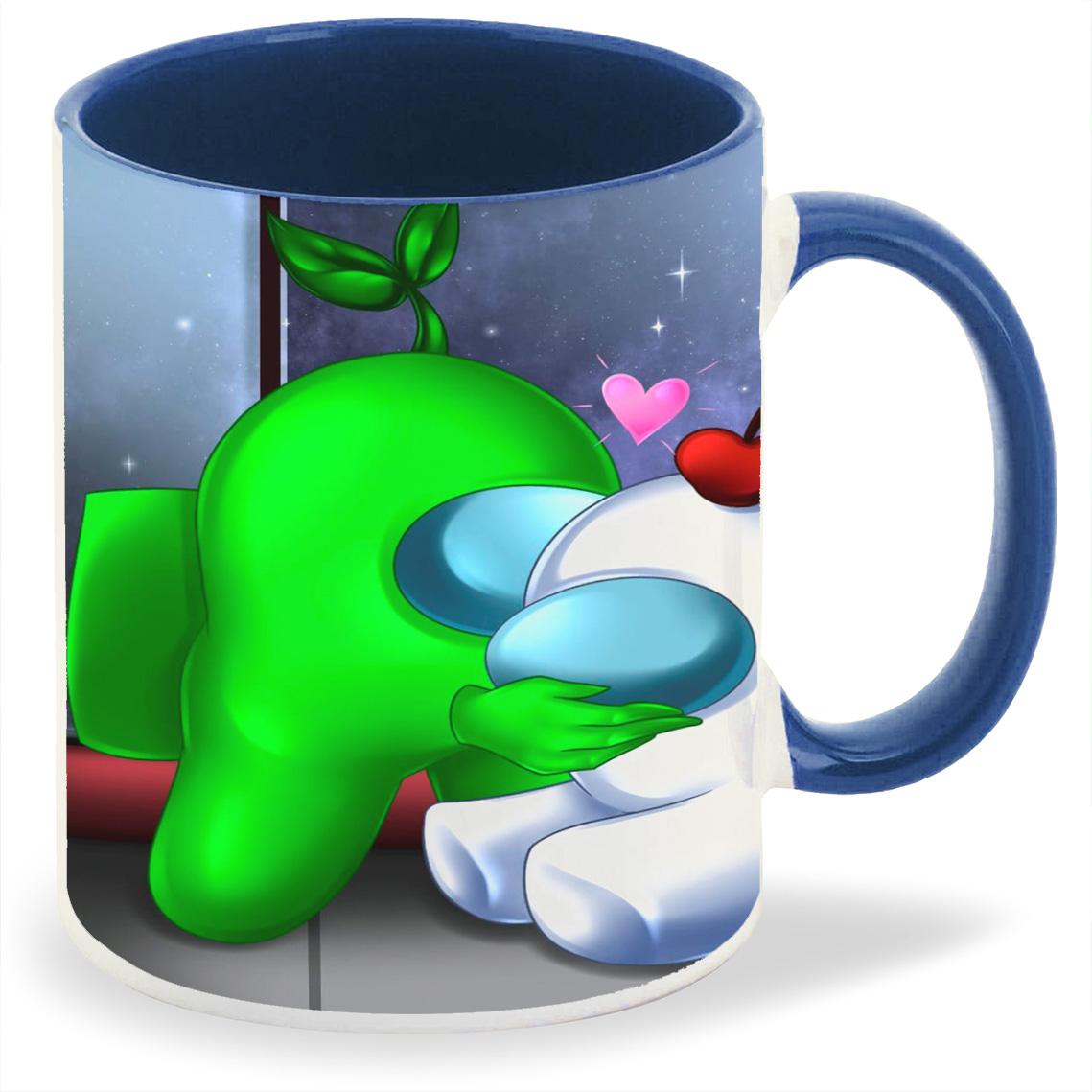 

Кружка лазурная CoolPodarok Игры.Амонг Ас.Games.Among us.(яблоко сердечко)