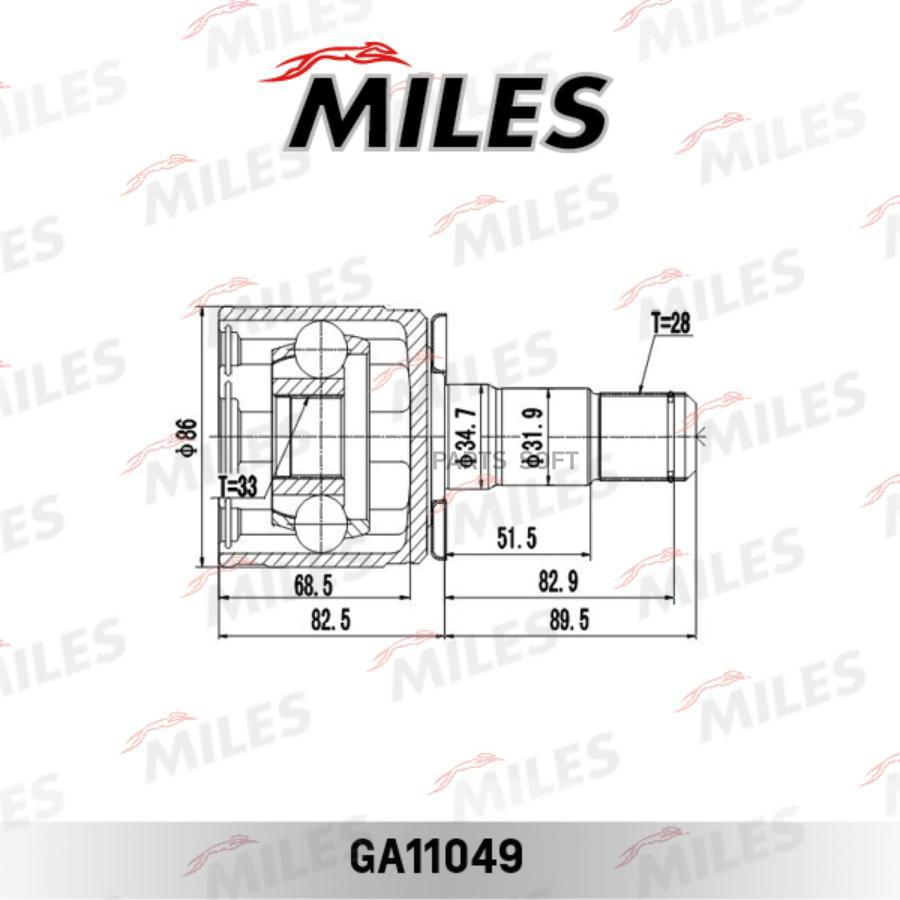 

Шрус Внутренний Левый Mitsubishi Pajero Ii/Sport I/L200 Iii-Iv 2.4d-3.0 91- Ga11049 Miles