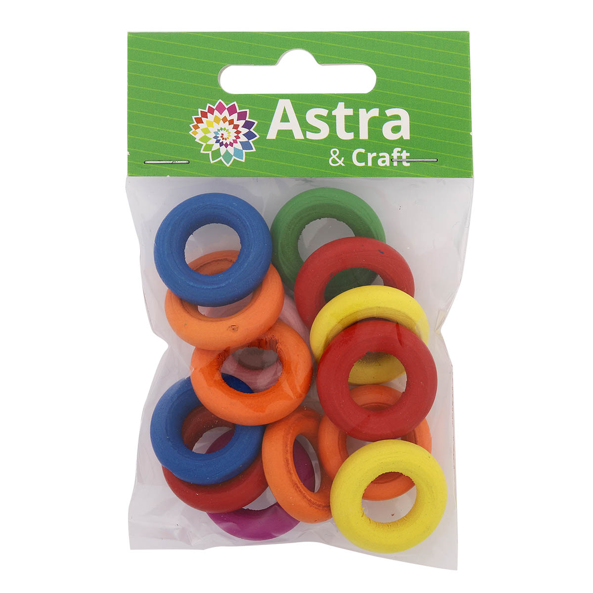 

Бусины Astra&Craft, 4AR402, цветной микс, деревянные колечки, 15 г