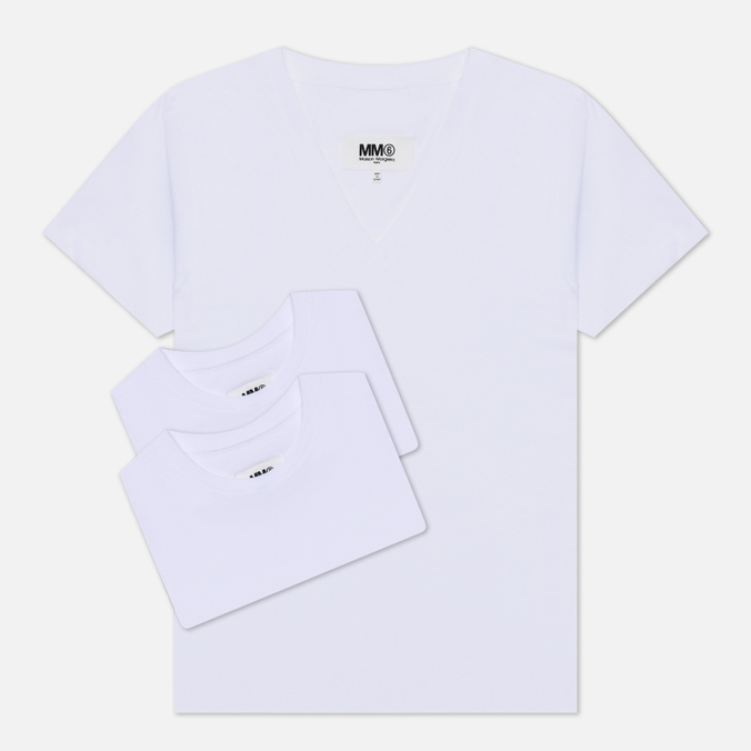 Комплект женских футболок Maison Margiela MM6 Basic 3-Pack белый, Размер M