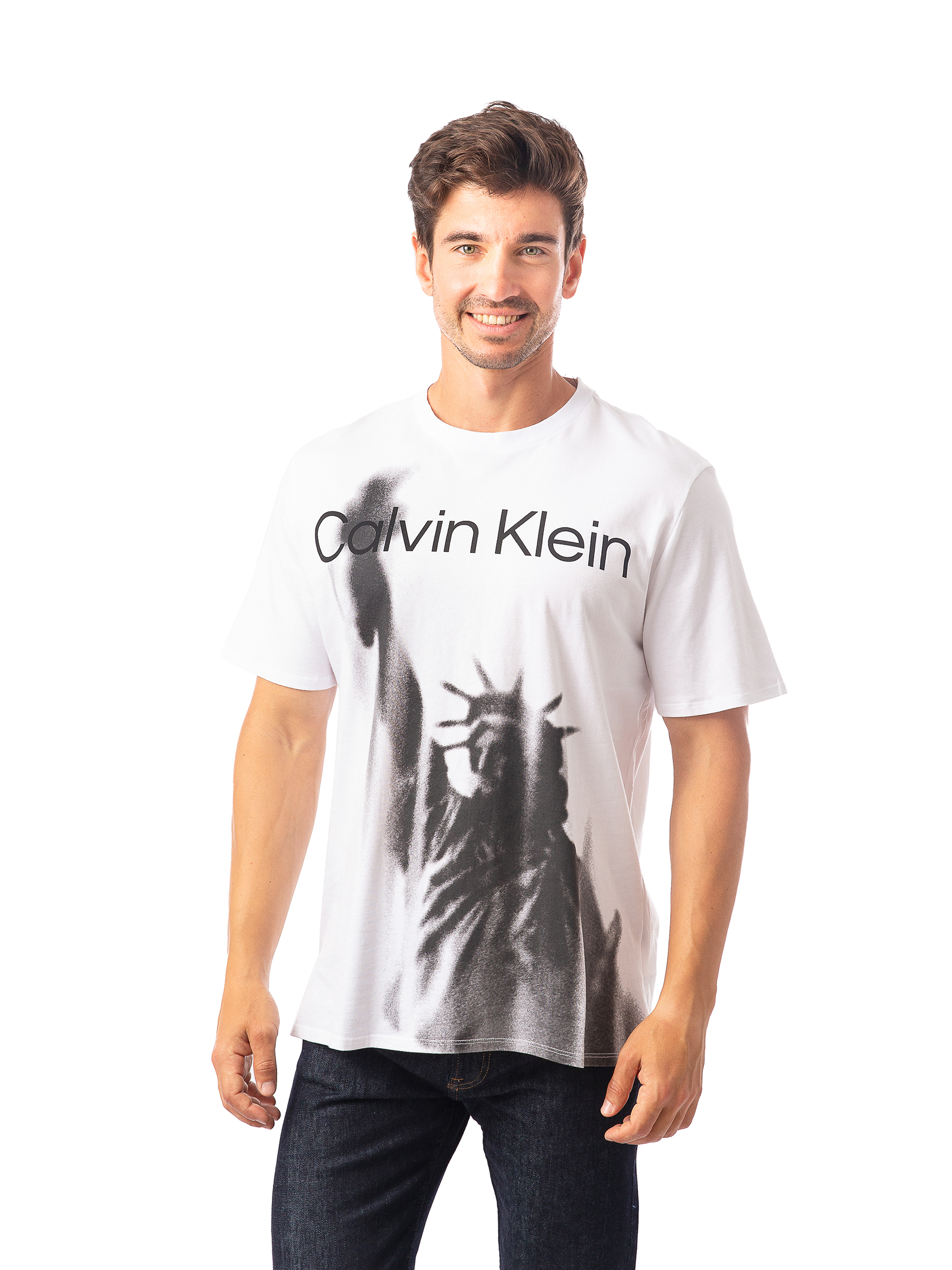 

Футболка мужская Calvin Klein Ss Statue Of Liberty 40JM916 белая M, Белый, 40JM916