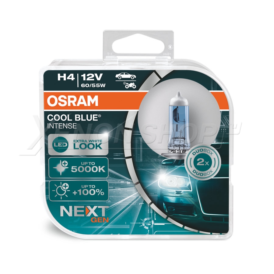 фото Osram автолампа h4 (60/55w 12v) cool blue intense (duobox) 2шт 64193cbn-hcb