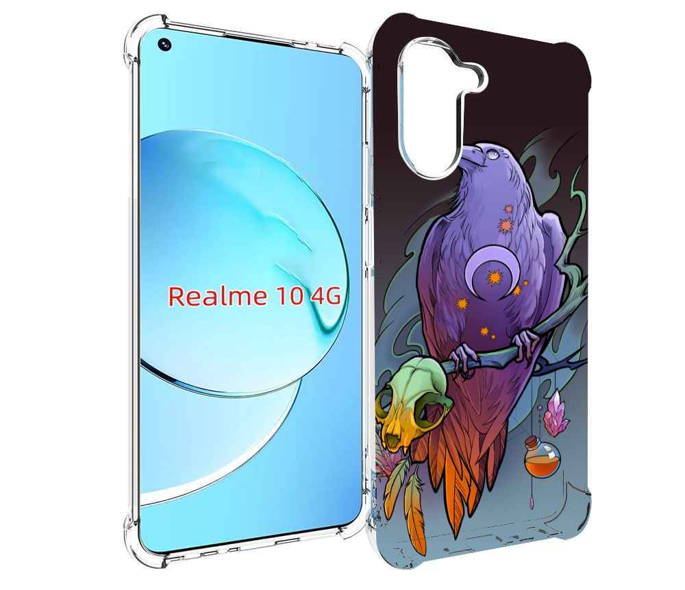 

Чехол MyPads фиолетовый ворон на ветке для Realme 10, Прозрачный, Tocco