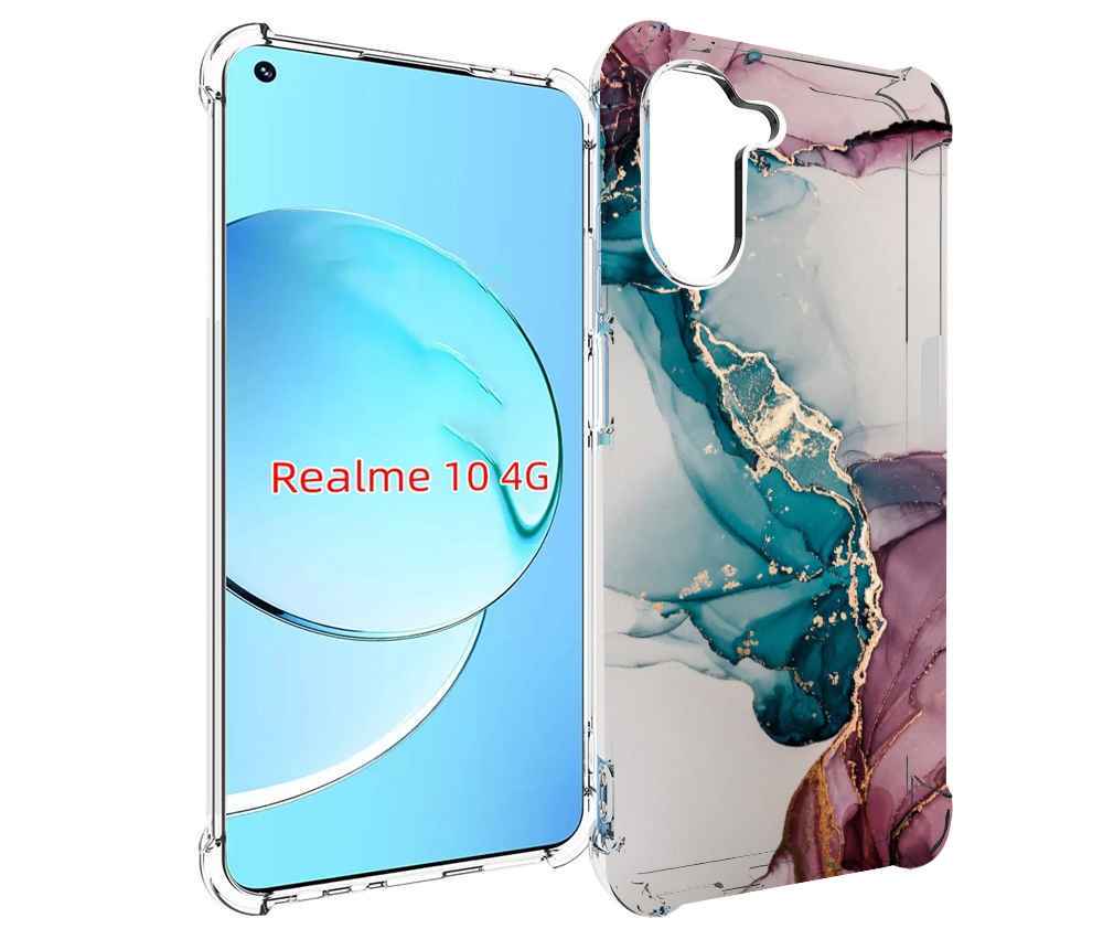 

Чехол MyPads фиолетовый синий краски для Realme 10, Прозрачный, Tocco