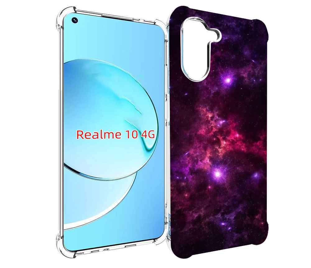 

Чехол MyPads фиолетовый-космос-с-облаками для Realme 10, Прозрачный, Tocco