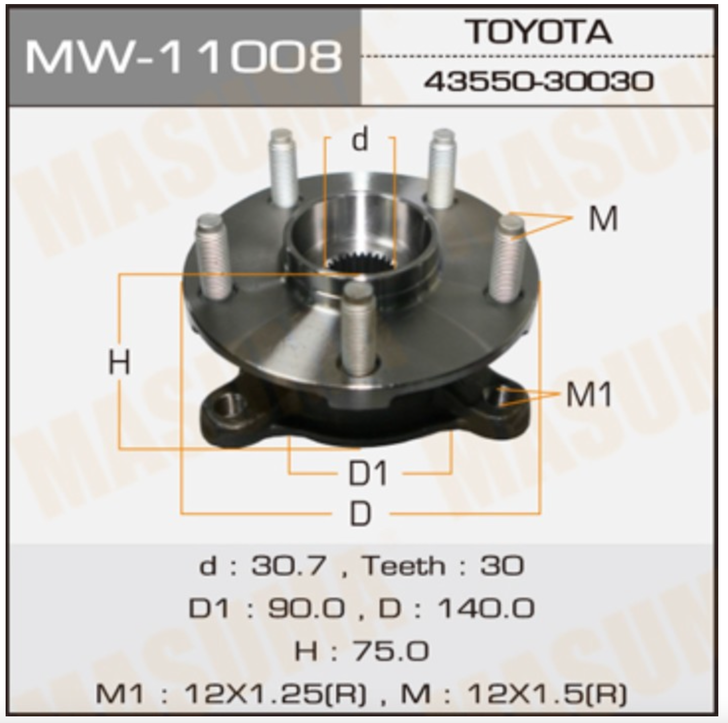 Подшипник пер.ступ.[ступица] MASUMA mw11008