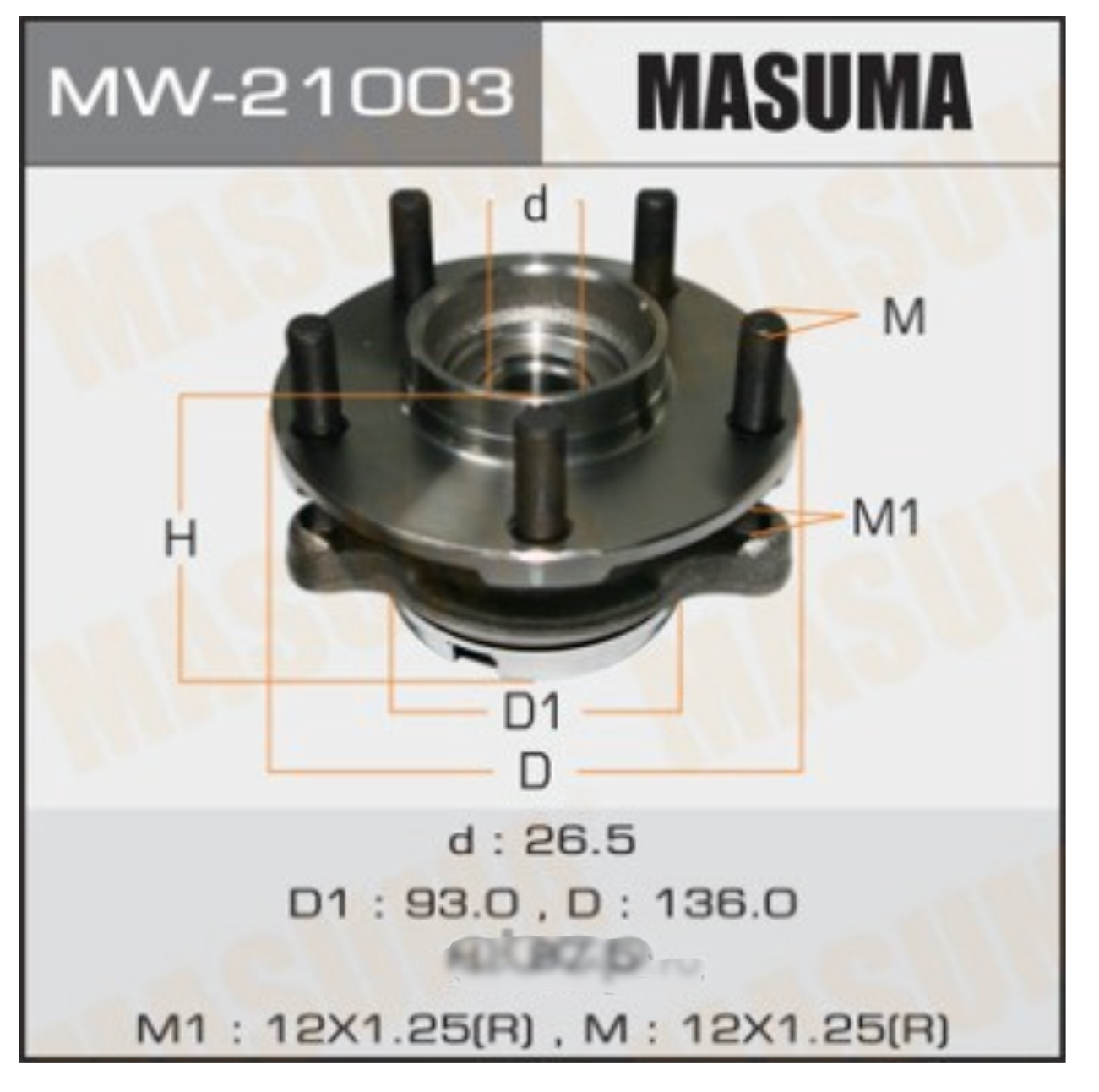 

Подшипник пер.ступ.[ступица] MASUMA mw21003