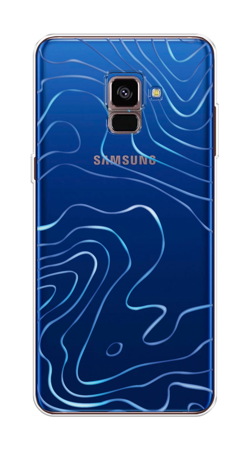 

Чехол на Samsung Galaxy A8 2018 "Blue lines", Прозрачный;синий, 25450-1