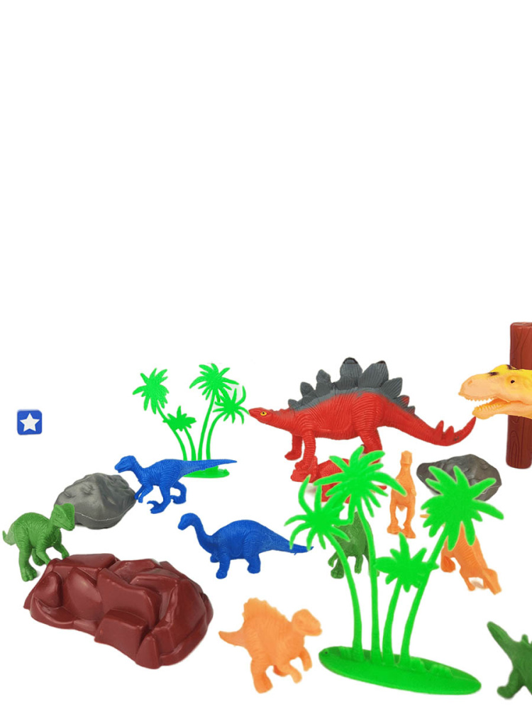фото Фигурки динозавров 14 в 1 с аксессуарами (камни, кусты, бревна) nobrand