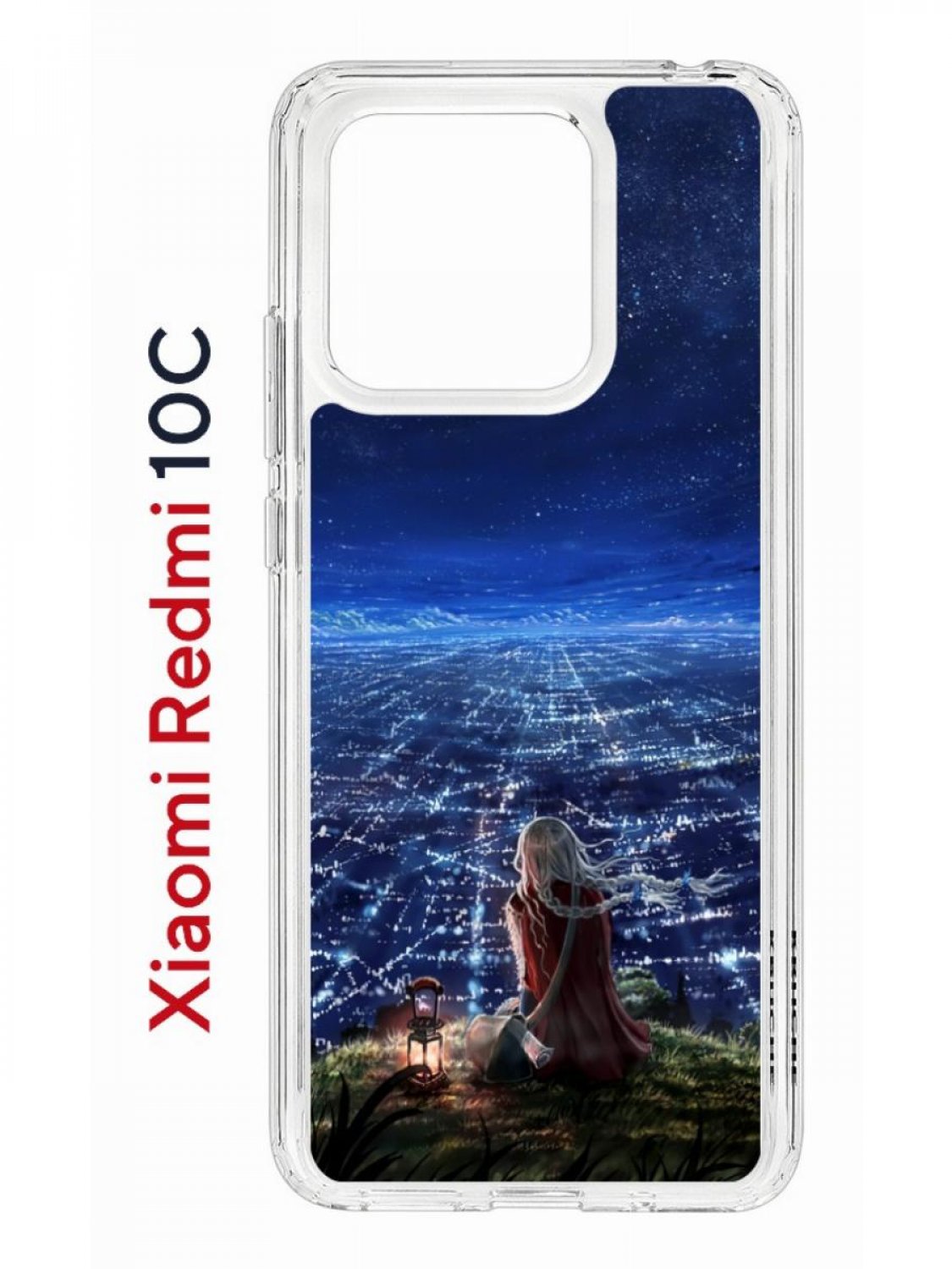 фото Чехол на xiaomi redmi 10c kruche print ночные огни,противоударный бампер,с защитой камеры кruче