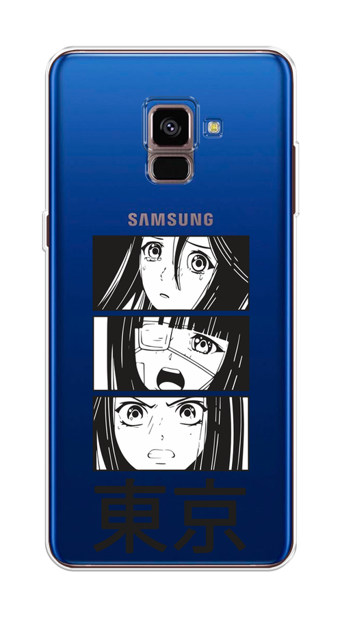 

Чехол на Samsung Galaxy A8 2018 "Tokyo girls", Белый;черный;прозрачный, 25450-1