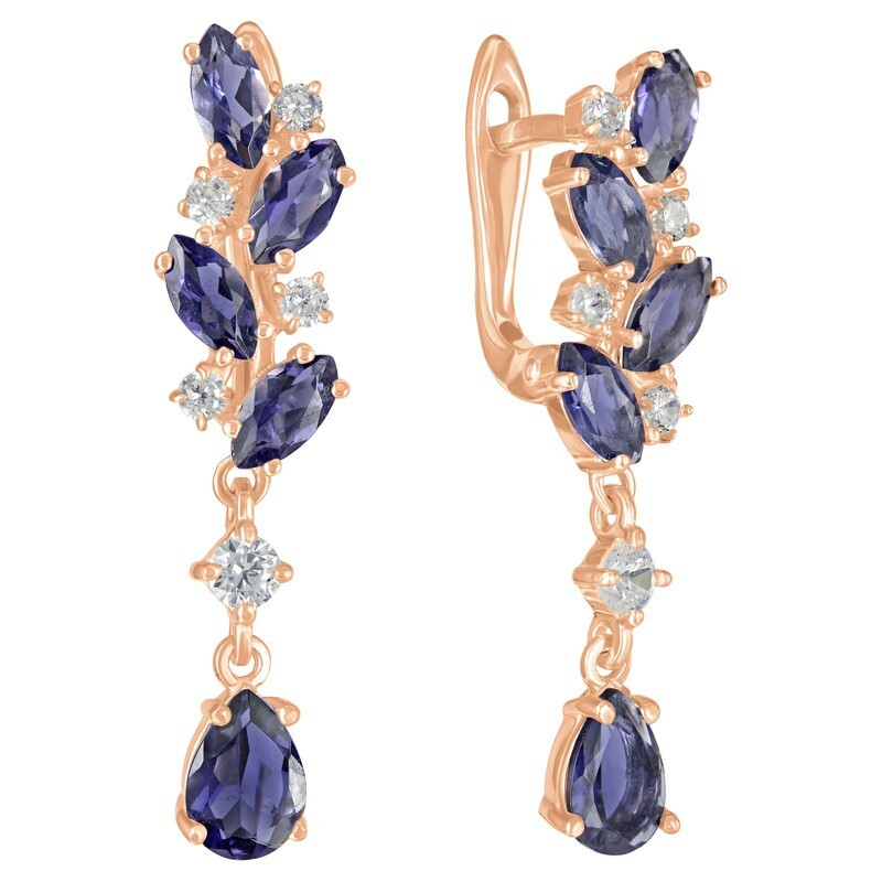 

Серьги из серебра с иолитом LAZURIT-ONLINE 8423RG, 8423RG