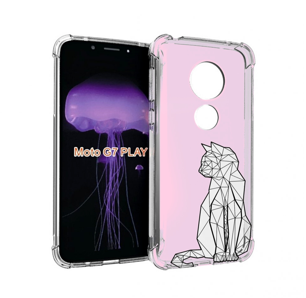 

Чехол MyPads белый котик с гранями для Motorola Moto G7 Play, Прозрачный, Tocco