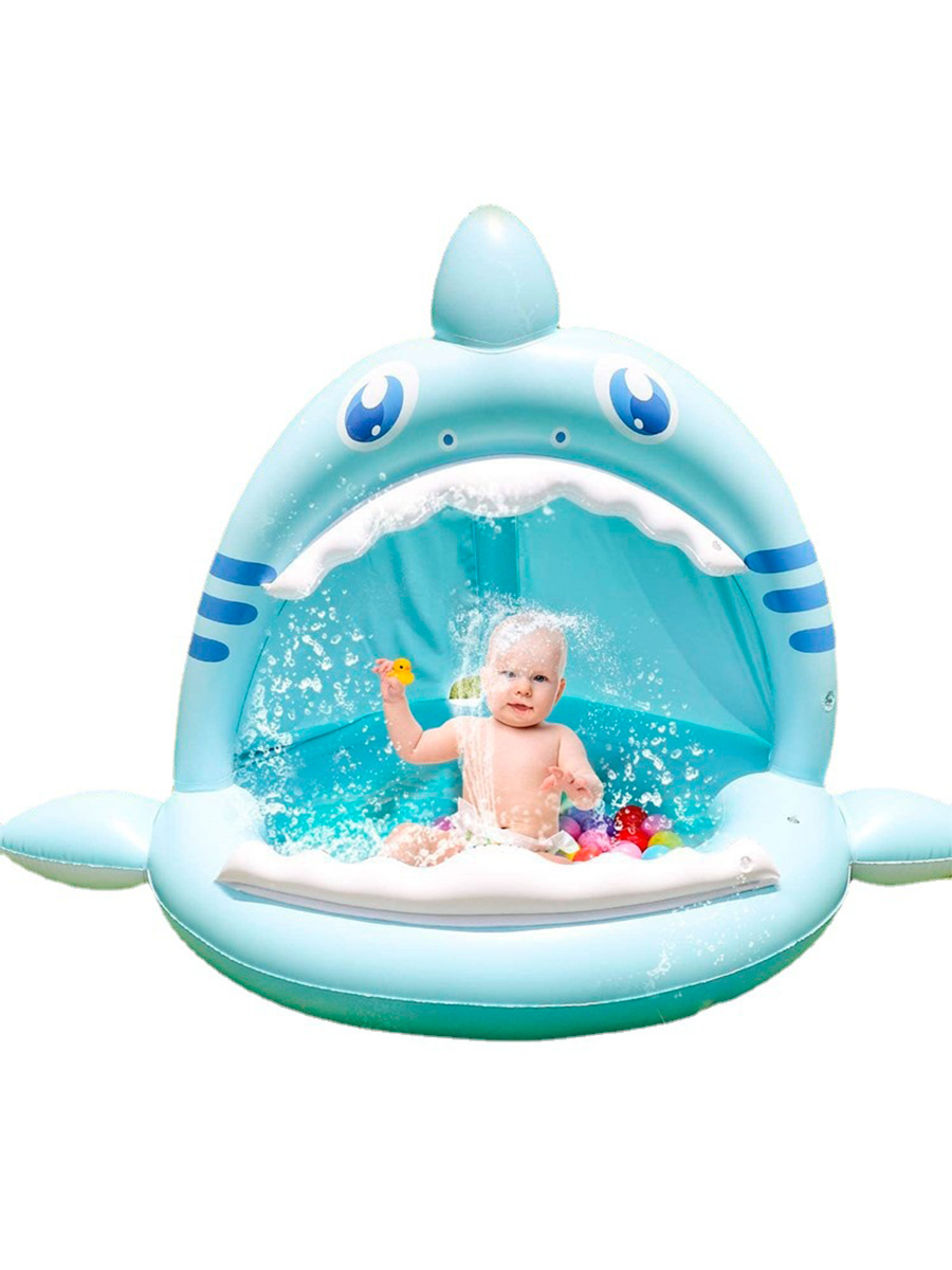 Надувной детский бассейн с фонтаном StarFriend Акула 165х80х120 см