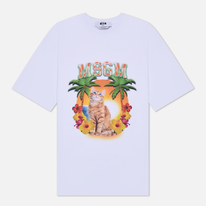

Женская футболка MSGM Beach Cat белый, Размер S, Beach Cat