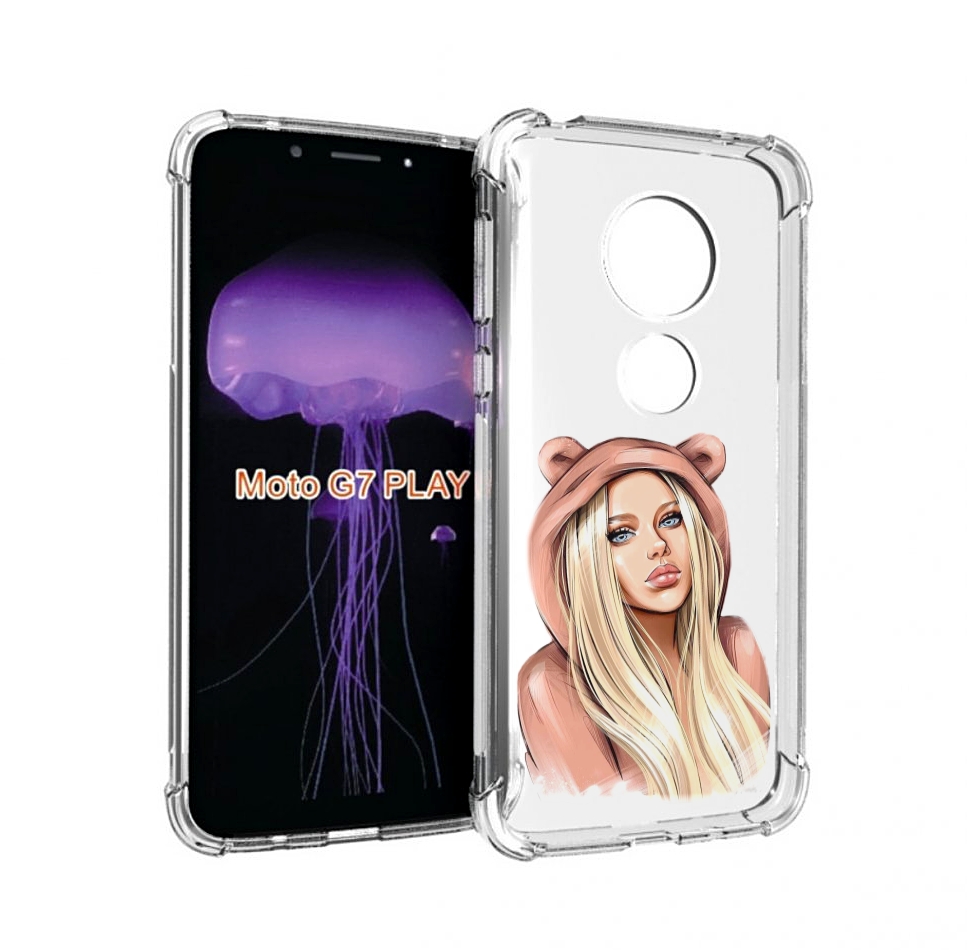 

Чехол MyPads блондинка-в-капюшоне женский для Motorola Moto G7 Play, Прозрачный, Tocco