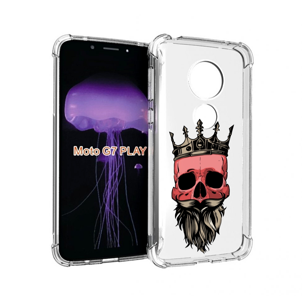Чехол MyPads бородатый красный череп мужской для Motorola Moto G7 Play