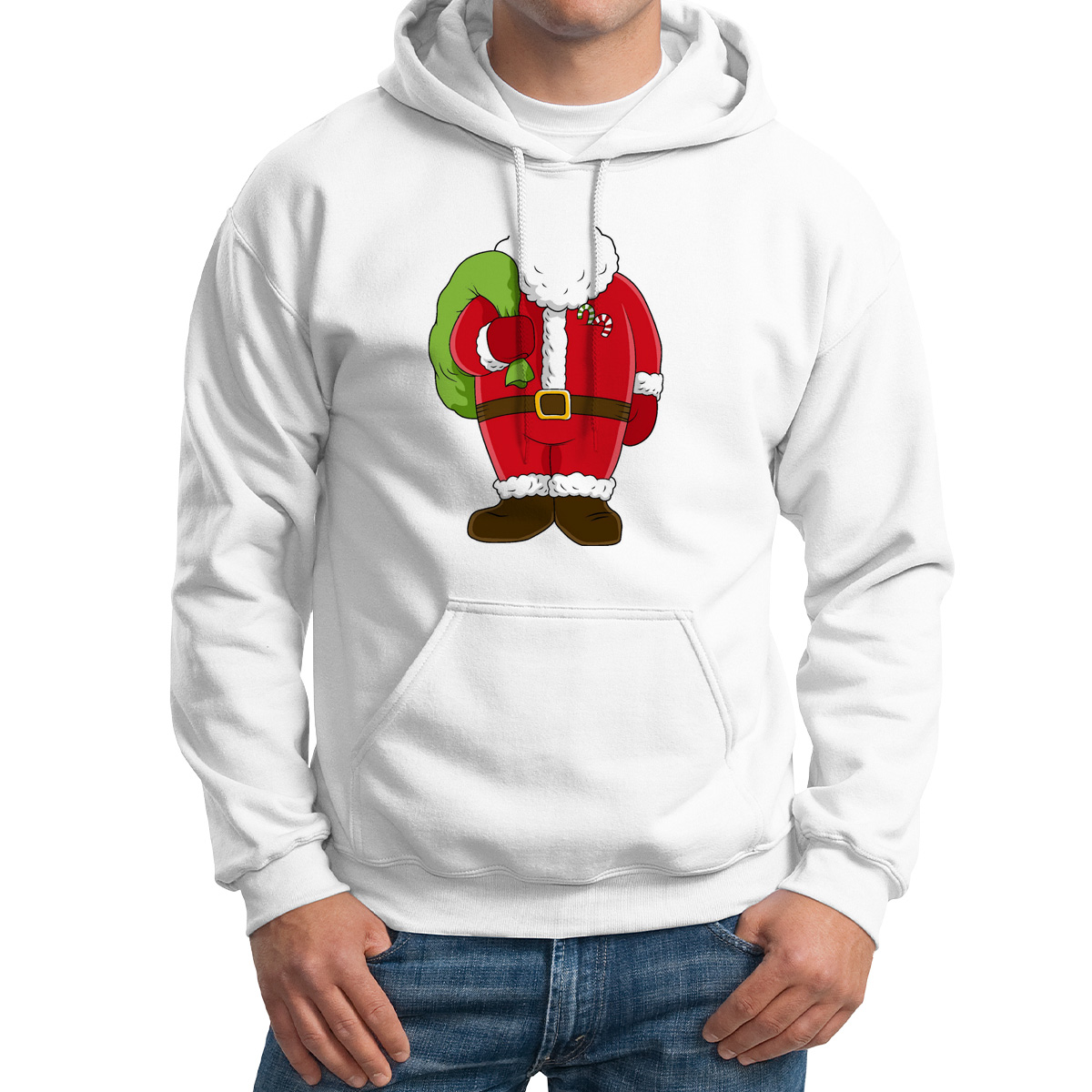 

Худи унисекс CoolPodarok дед мороз новый год белое 64 RU, M0113772