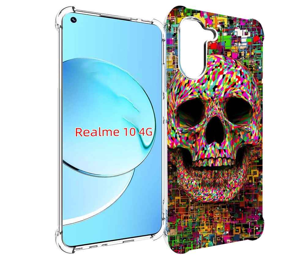 

Чехол MyPads череп красочные цвета для Realme 10, Прозрачный, Tocco