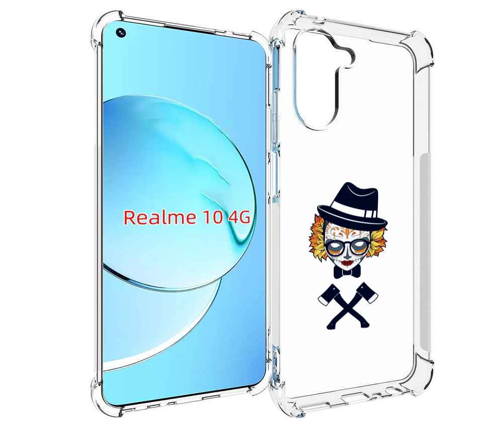

Чехол MyPads девушка в маске с топорами рисунок для Realme 10, Прозрачный, Tocco