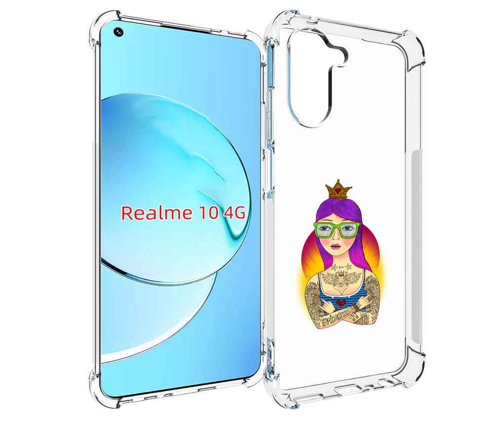 

Чехол MyPads девушка в татуировках с короной для Realme 10, Прозрачный, Tocco