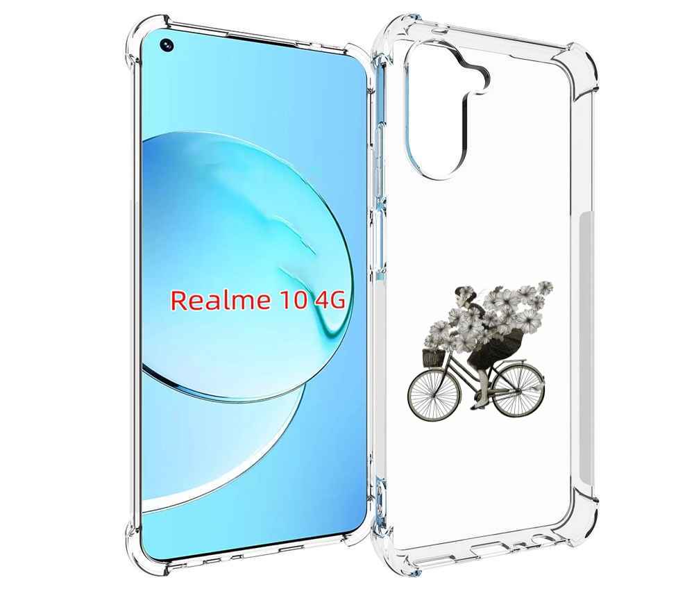 Чехол MyPads девушка на велосипеде с цветами для Realme 10