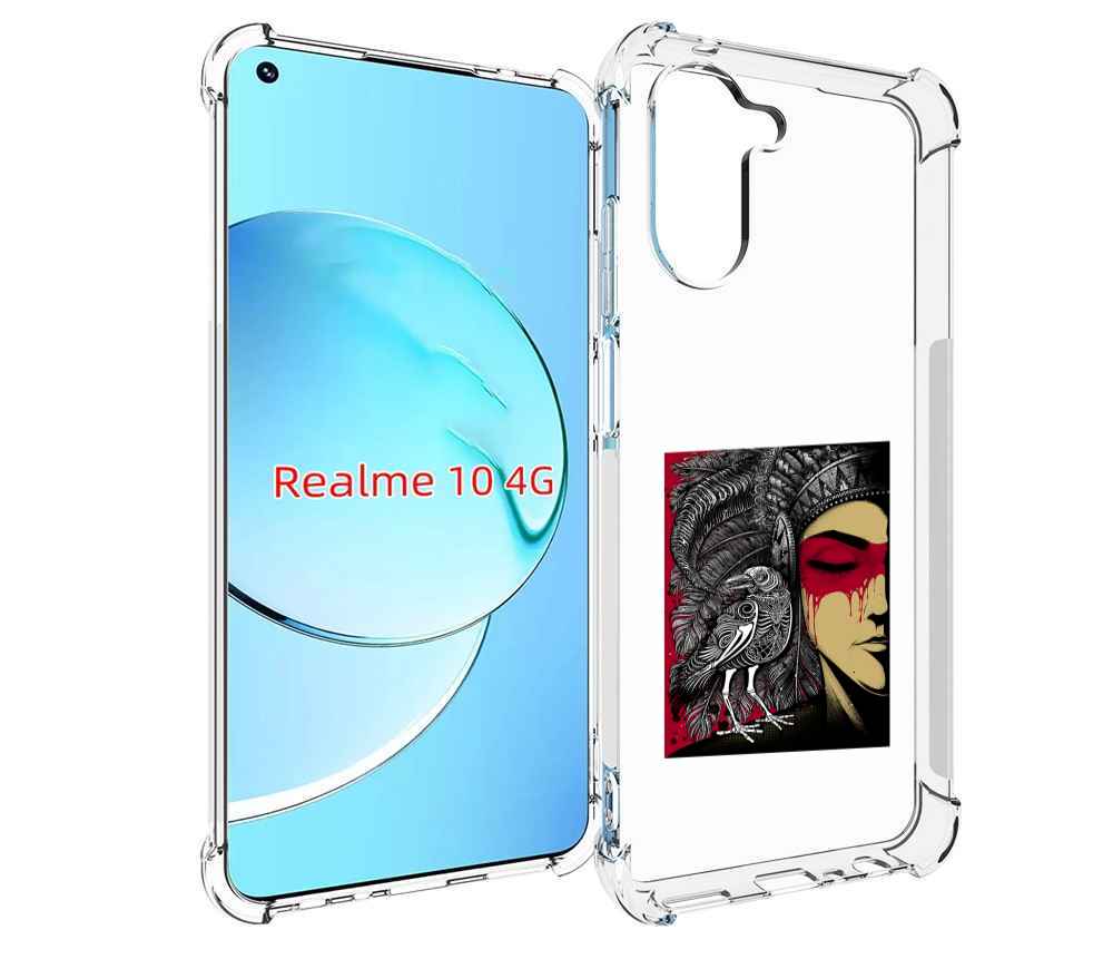 

Чехол MyPads девушка с вороном в абстракции для Realme 10, Прозрачный, Tocco