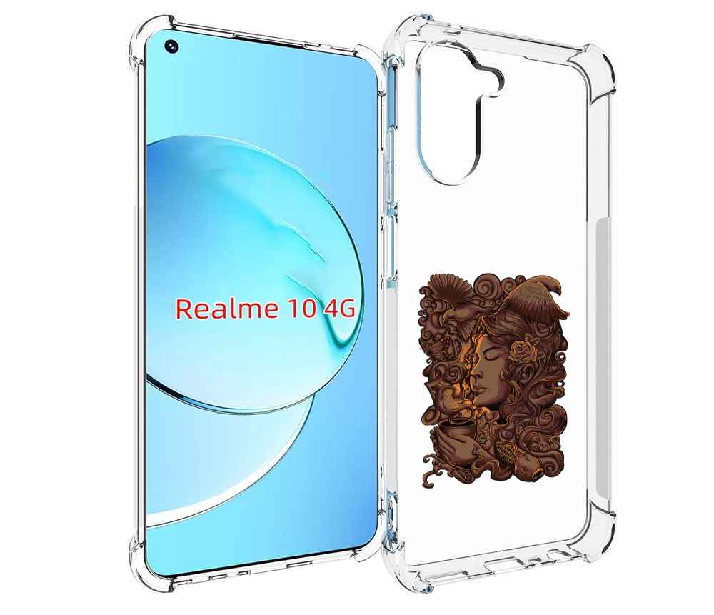 

Чехол MyPads девушка с длинными волосами абстракция для Realme 10, Прозрачный, Tocco