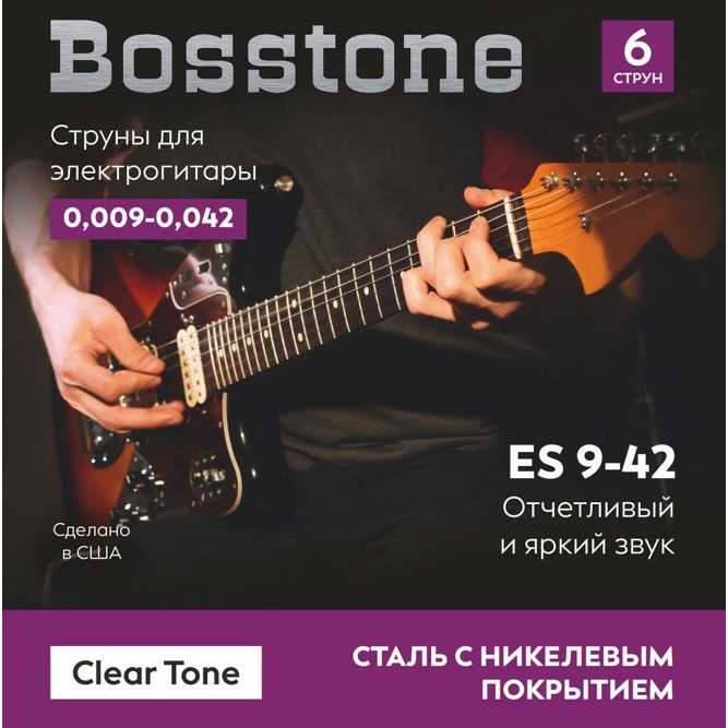 Струны для электрогитары Bosstone Clear Tone ES 9-42 1058₽