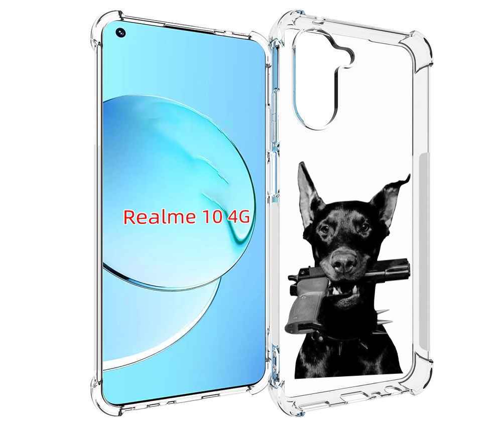 

Чехол MyPads доберман с пистолетом для Realme 10, Прозрачный, Tocco