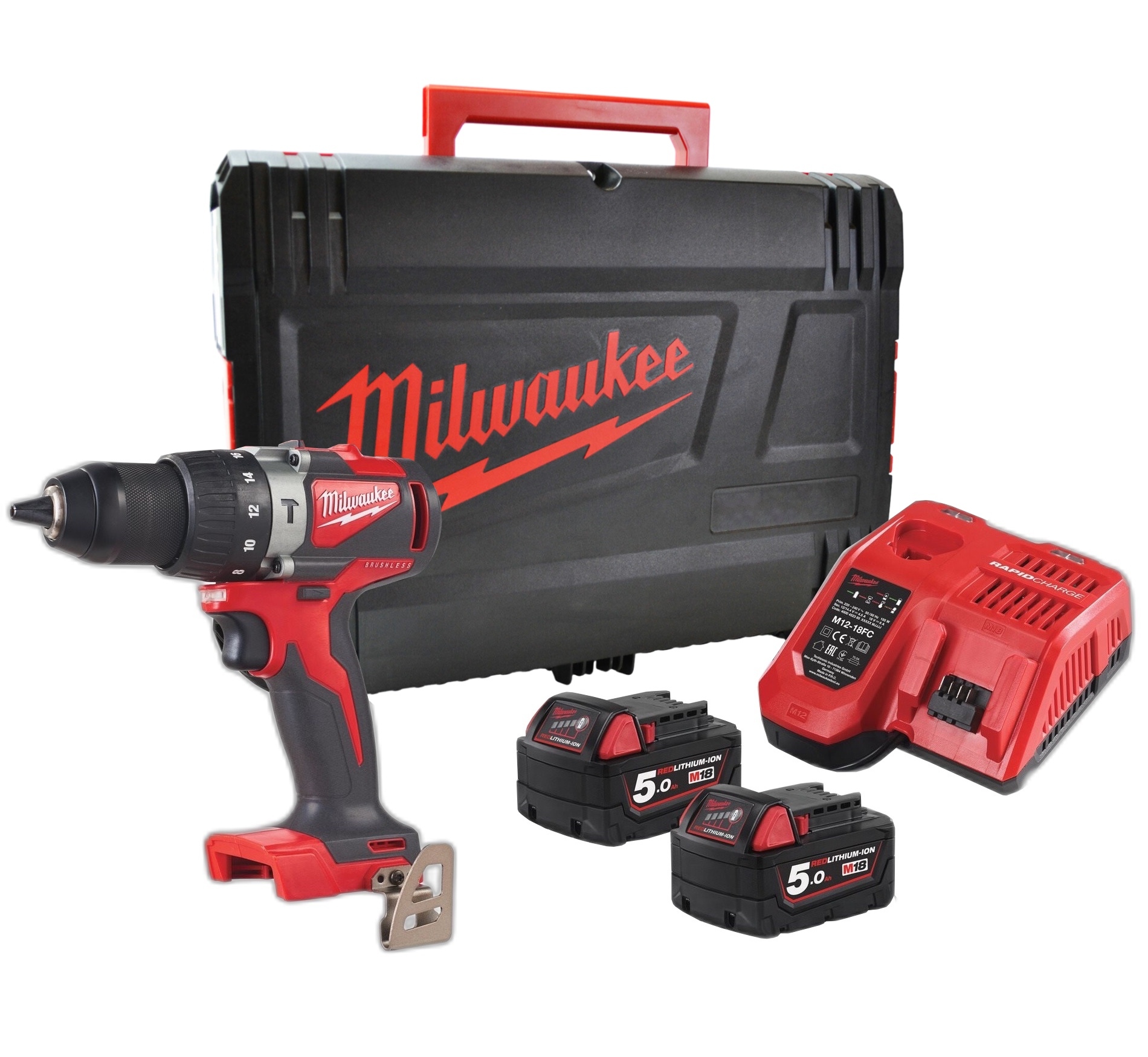 Аккумуляторная дрель-шуруповерт Milwaukee M18 BLPD2-502X 2 АКБ 5 Ач и ЗУ 4933464518 5646700₽