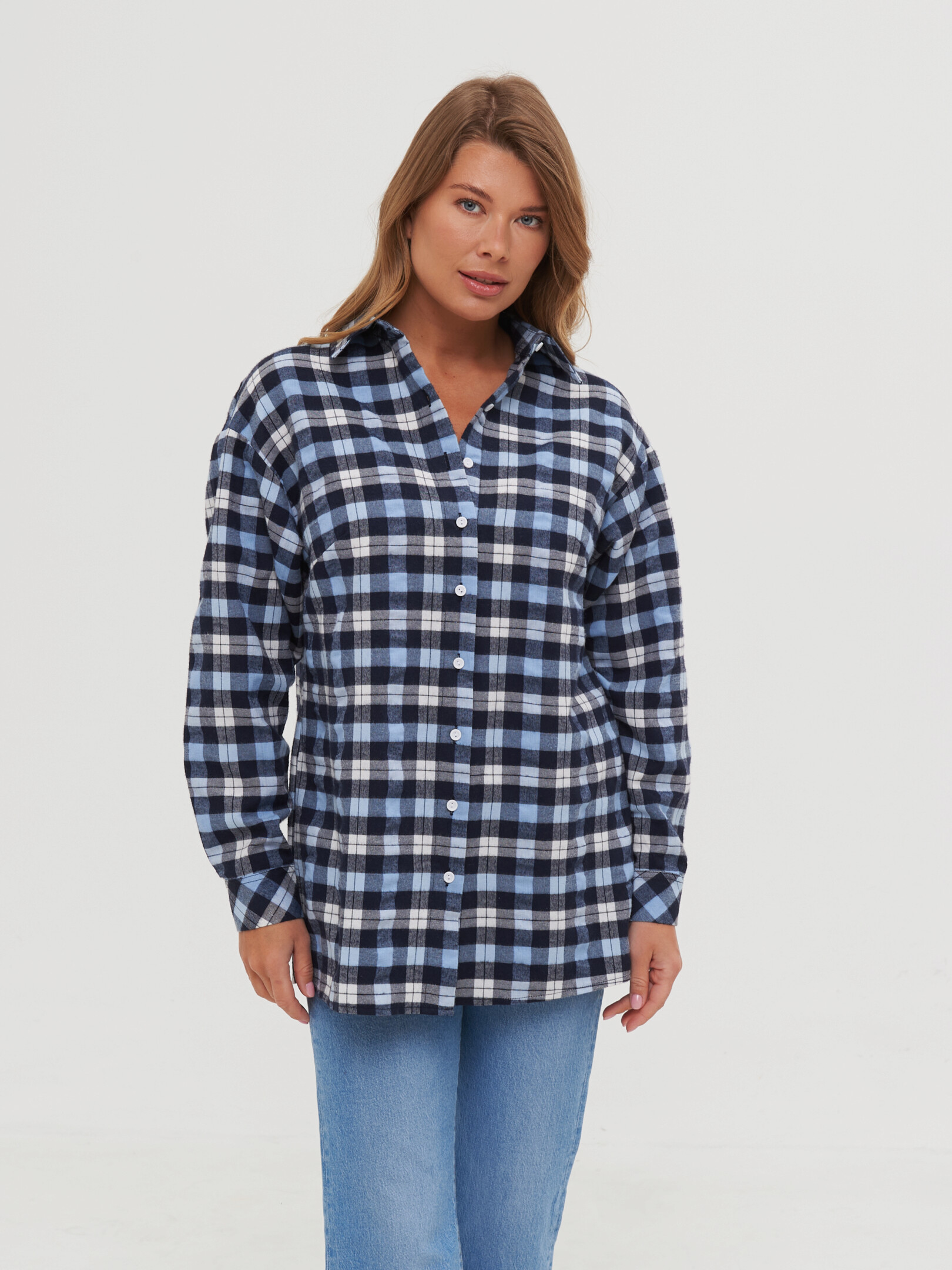 Рубашка женская Paspartu 67268 синяя 50 RU