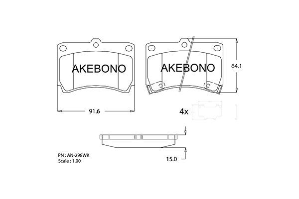 Тормозные колодки Akebono дисковые an298wk 100056220945