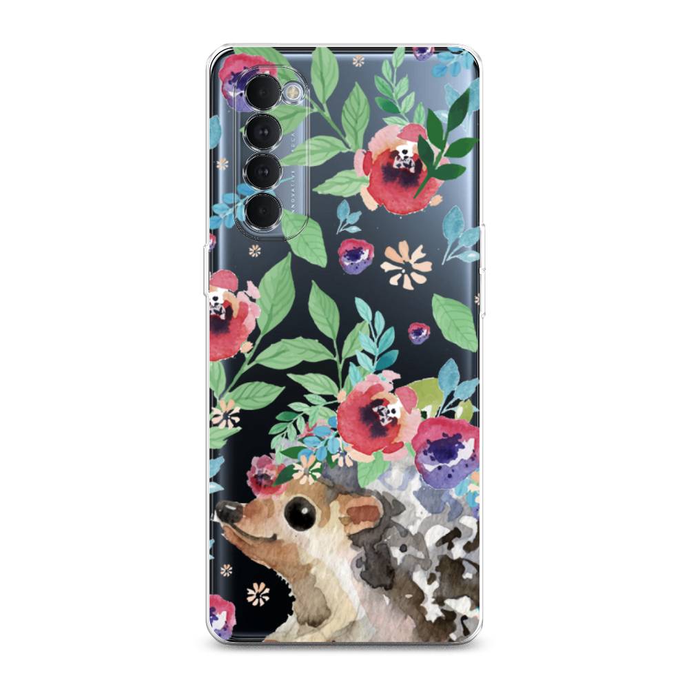 

Чехол Awog на Oppo Reno 4 Pro "Ежик в цветах акварель", Разноцветный, 258950-2