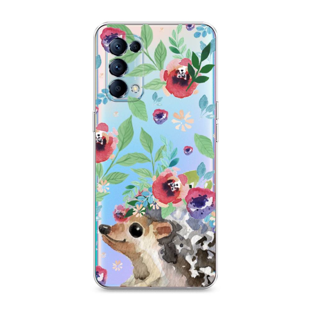 

Чехол Awog на Oppo Reno 5 "Ежик в цветах акварель", Разноцветный, 255250-2