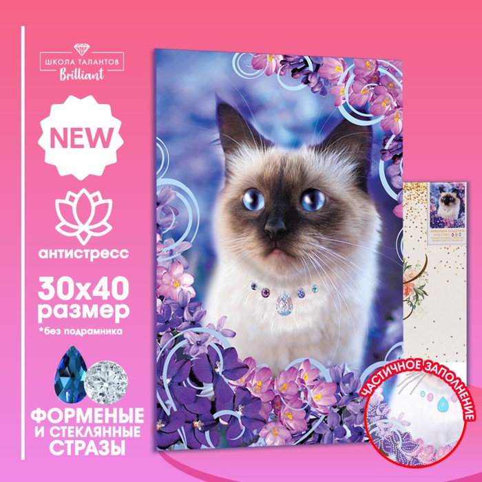 

Алмазная мозаика форменными стразами «Красивая кошечка» 30х40 см