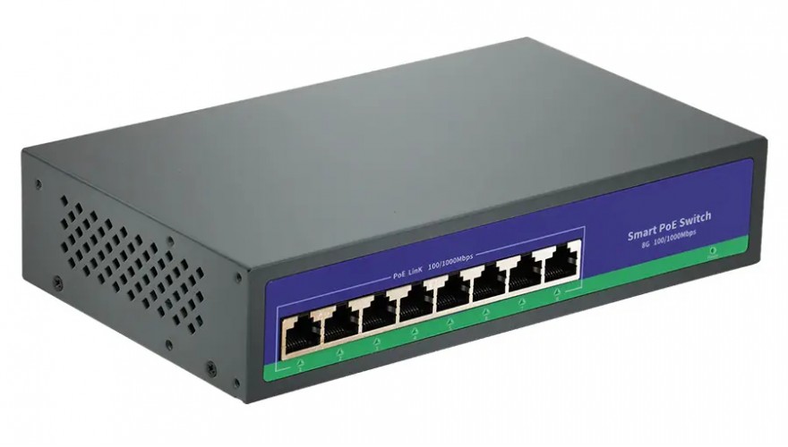 

Коммутатор CARCAM POE-0880AI 6930878756799 серый, POE-0880AI