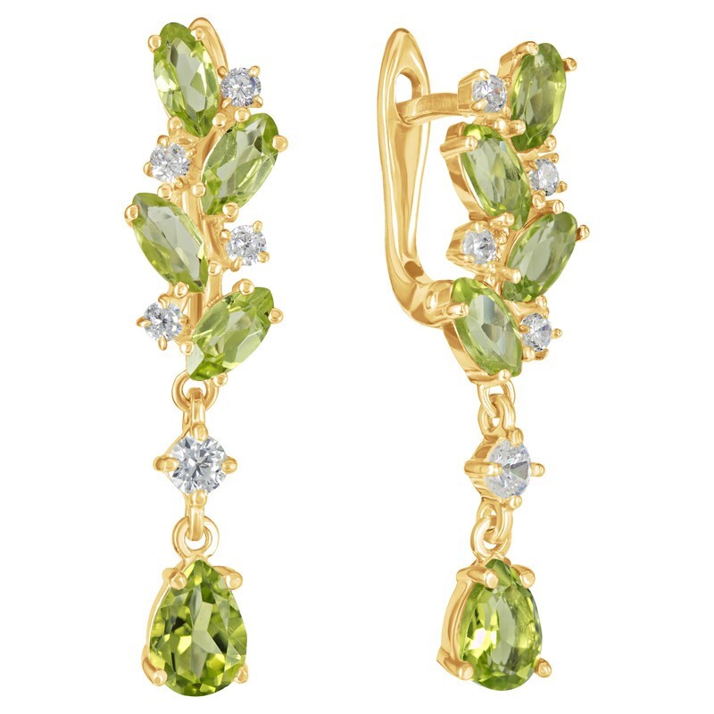 

Серьги из серебра с хризолитом, кристаллом ювелирным LAZURIT-ONLINE 8427YG, 8427YG