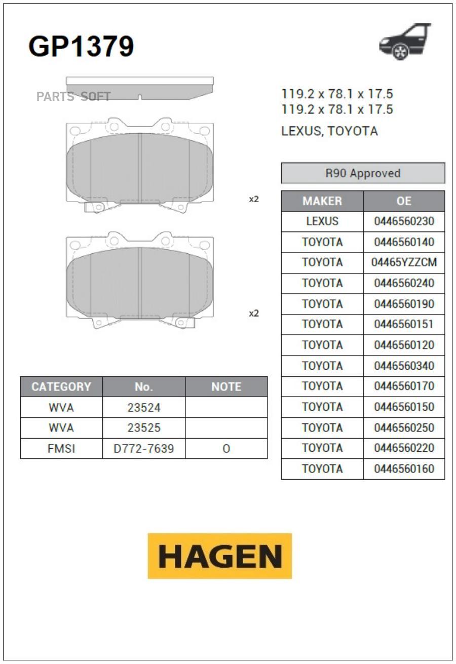 

Колодки Передние Toyota Land Cruiser 100 Gp1379 Sangsin brake арт. GP1379