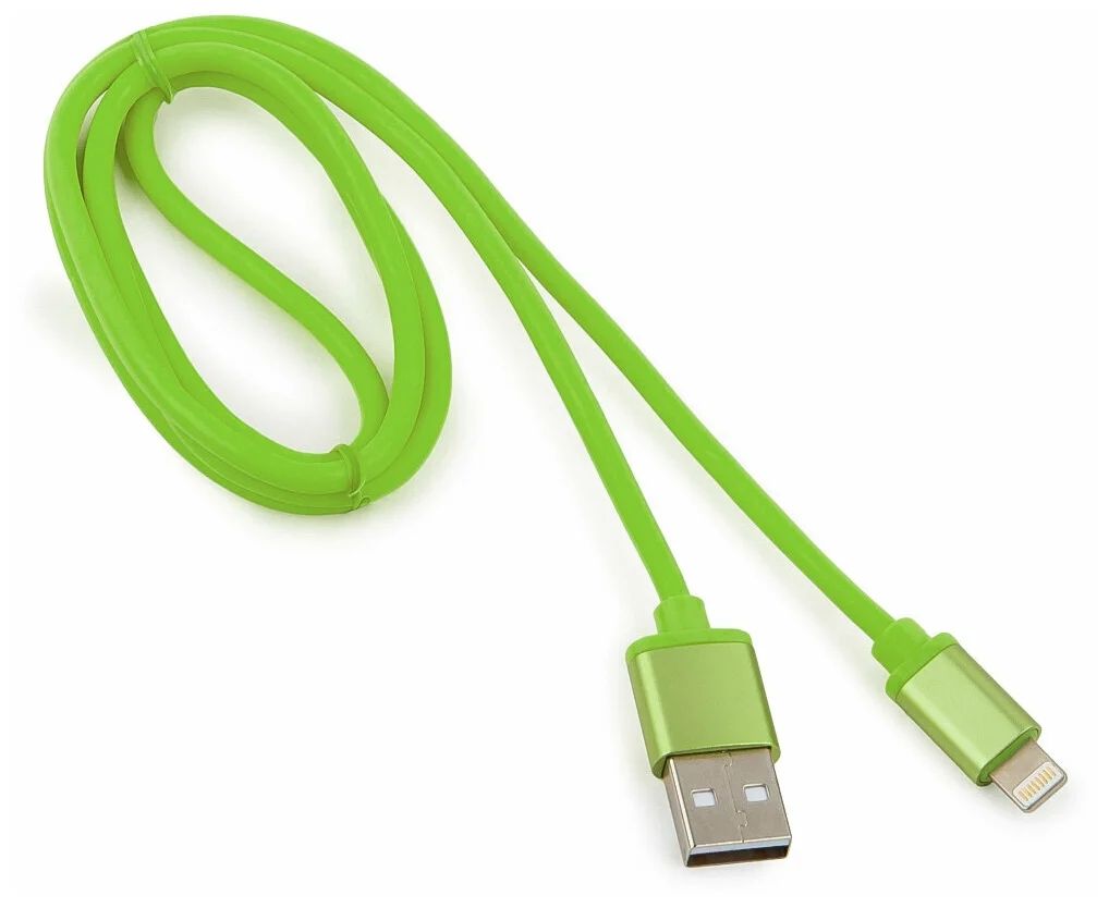 Аксессуар Gembird Cablexpert Silver Series USB - Lightning 1m Green CC-S-APUSB01Gn-1M