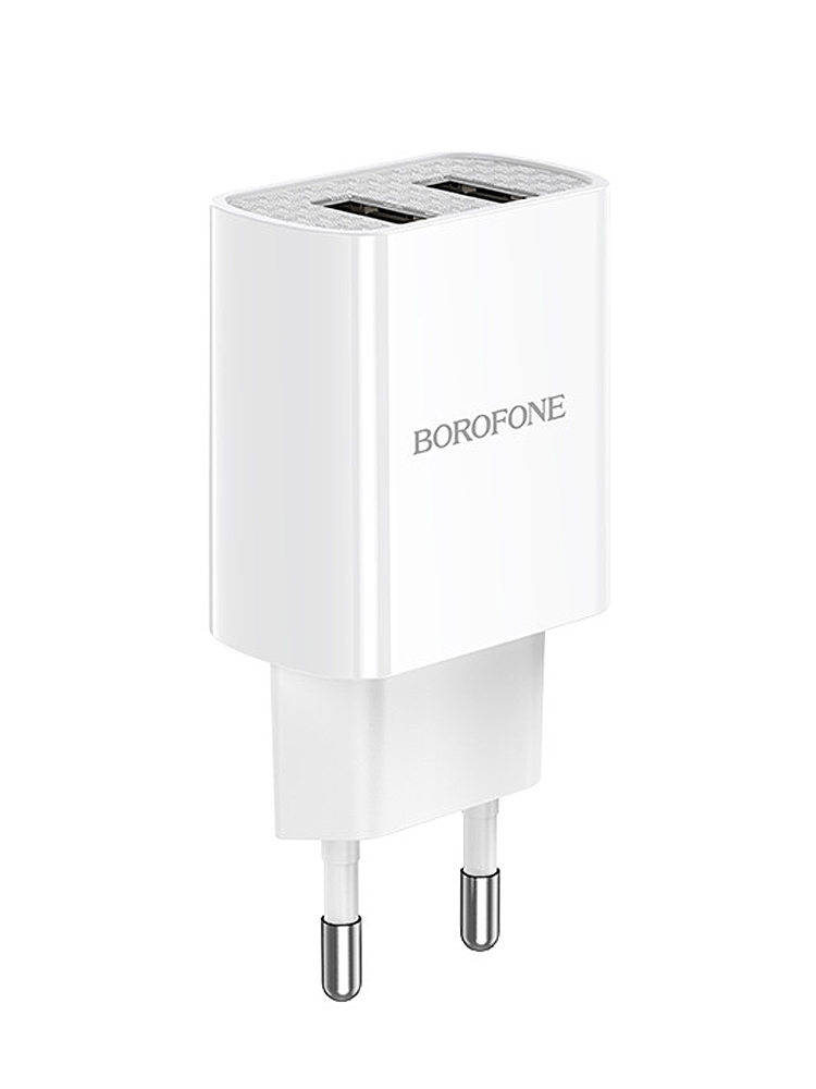 Сетевое зарядное устройство, адаптер Borofone BA53A, USB-A x 2, 2.1 A Output, Lightning