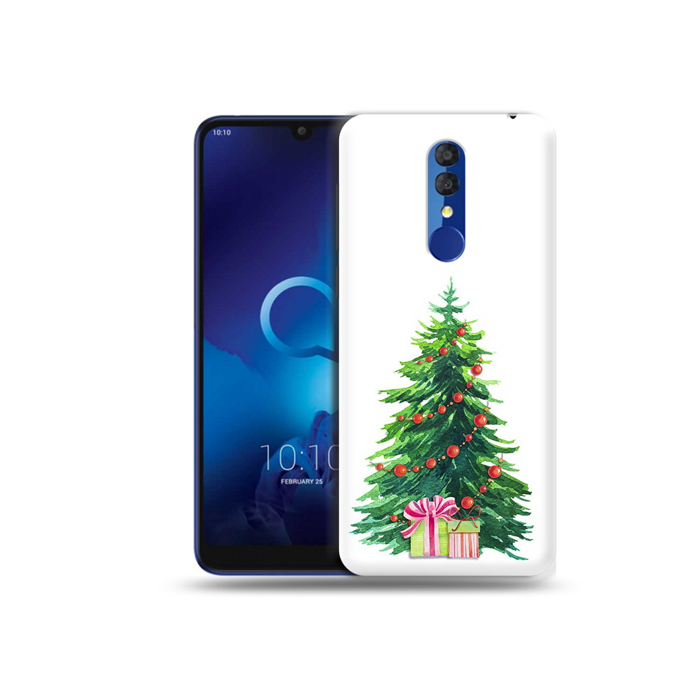 

Чехол MyPads Tocco для Alcatel 3L 5039D (2019) Елка новогодняя с подарками акварель, Прозрачный, Tocco