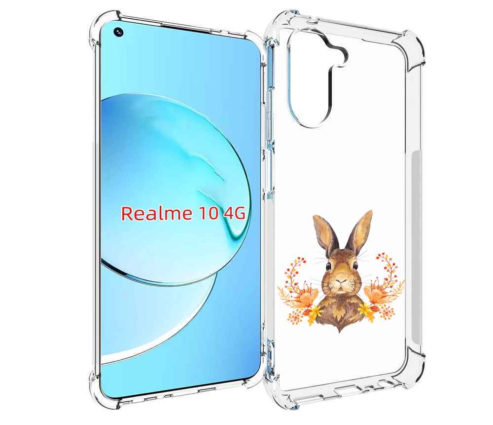 

Чехол MyPads зайка в цветах для Realme 10, Прозрачный, Tocco