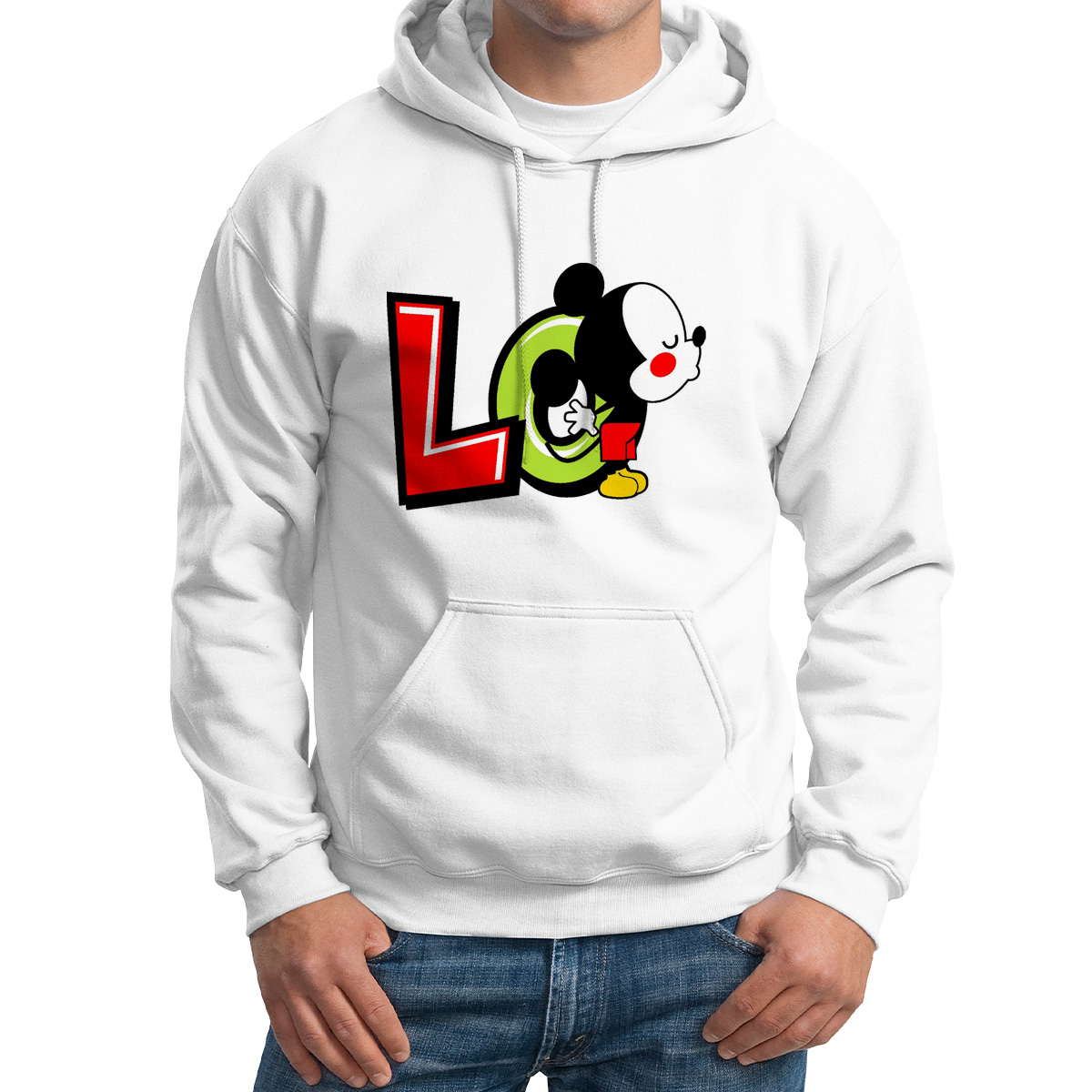 

Худи унисекс CoolPodarok Lo Love любовь белое 64 RU, M0113905