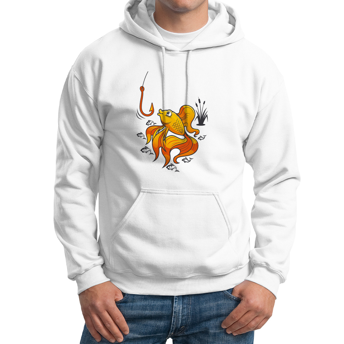 

Худи унисекс CoolPodarok рыбка белое 64 RU, M0113911