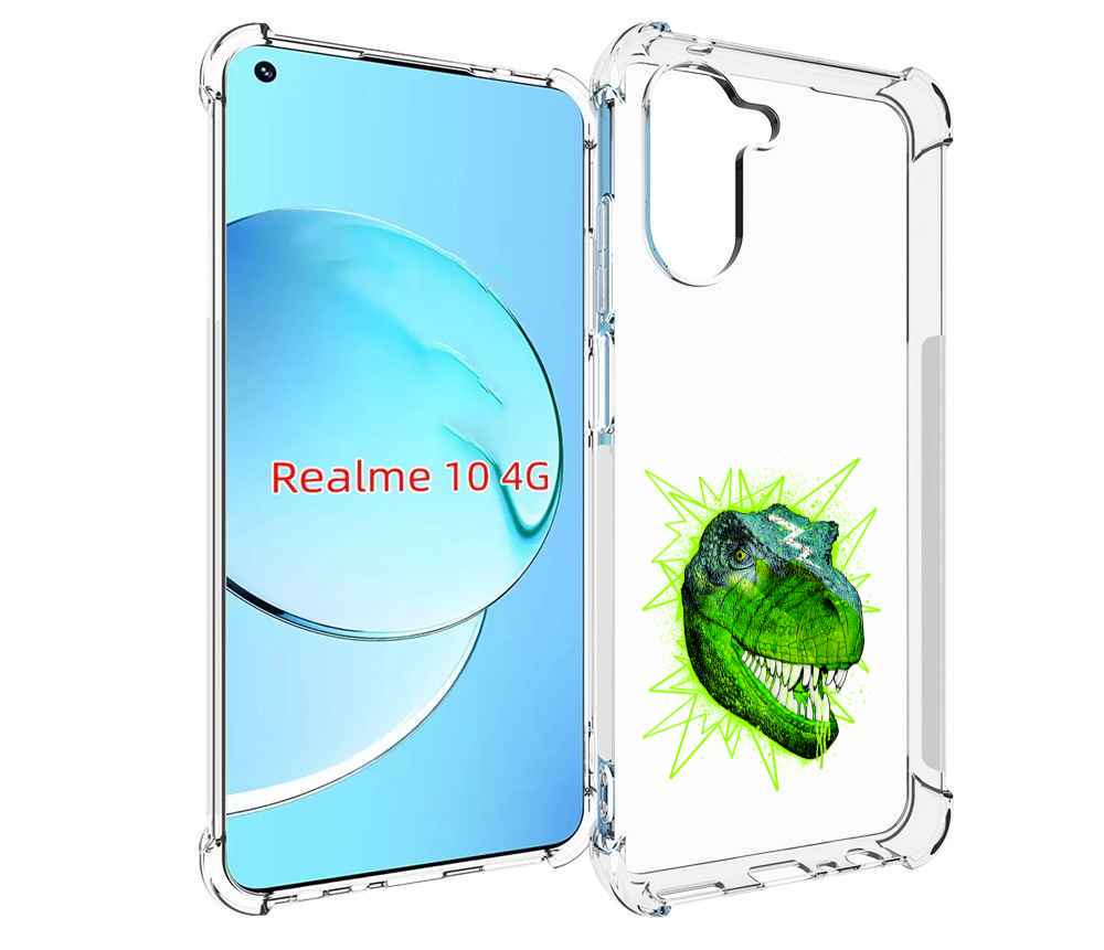 

Чехол MyPads зеленый динозавр для Realme 10, Прозрачный, Tocco