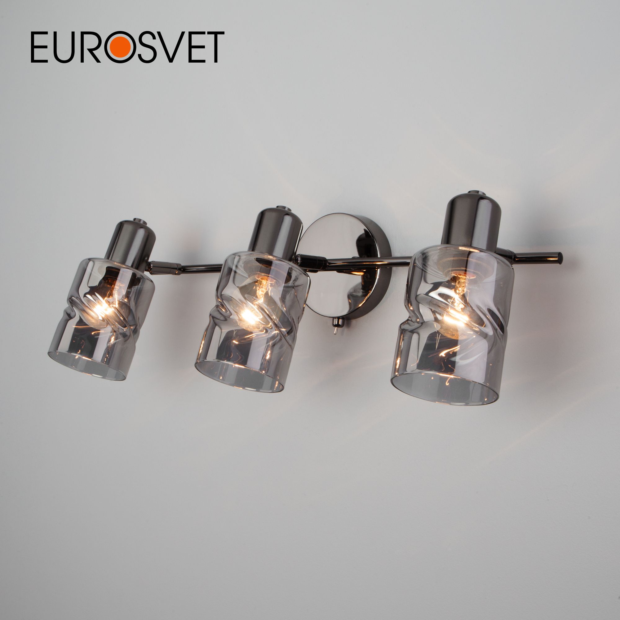 

Спот настенный с выключателем на 3 плафона Eurosvet Ansa 20120/3 Е14 чёрный жемчуг